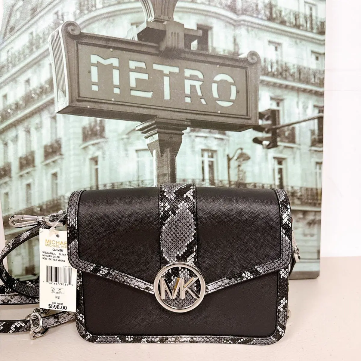 Michael Kors 35S3SNML2L Carmen Medium Flap Shoulder Crossbody Bag