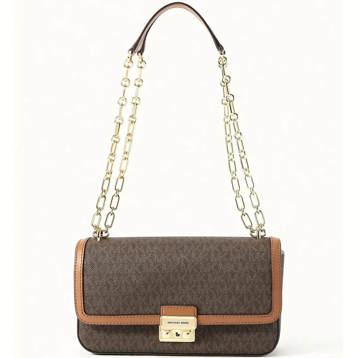 Michael Kors Tribeca Small Signature Logo Shoulder Bag Brown 30R5G2RL7B