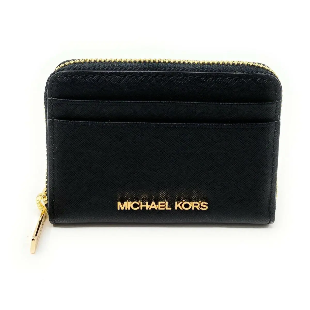 Michael Kors Jet Set Travel Medium Zip Around Card Case Credit Card Wallet Black