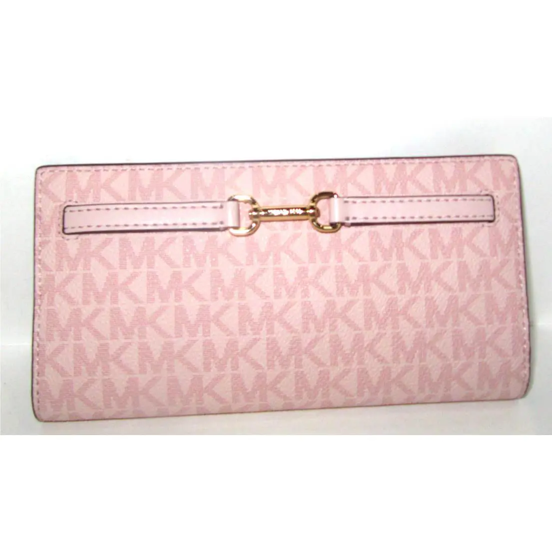 Michael Kors Carson Powder Blush Pink Signature Large Snap Wallet