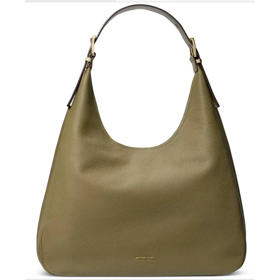 Michael Kors Nolita Large Leather Hobo Shoulder Bag Safari Green