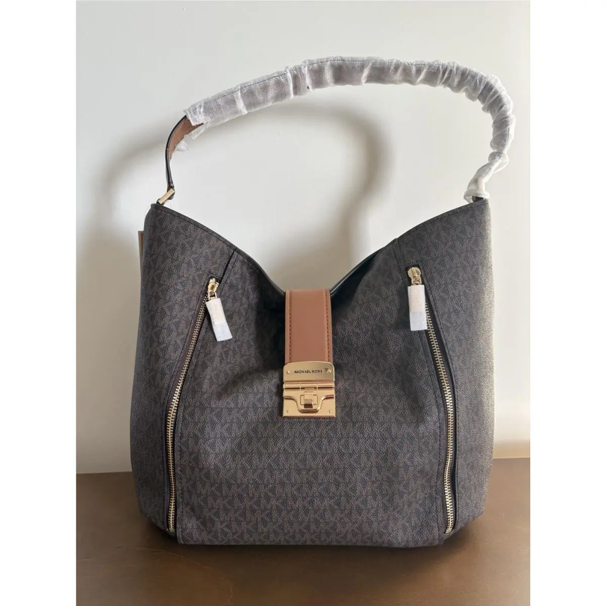 Michael Kors Addie Large Signature Logo Slouchy Shoulder Bag