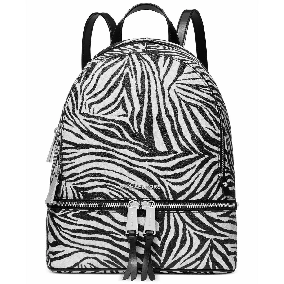 Michael Kors Rhea Zip Medium Zebra Backpack Black/white