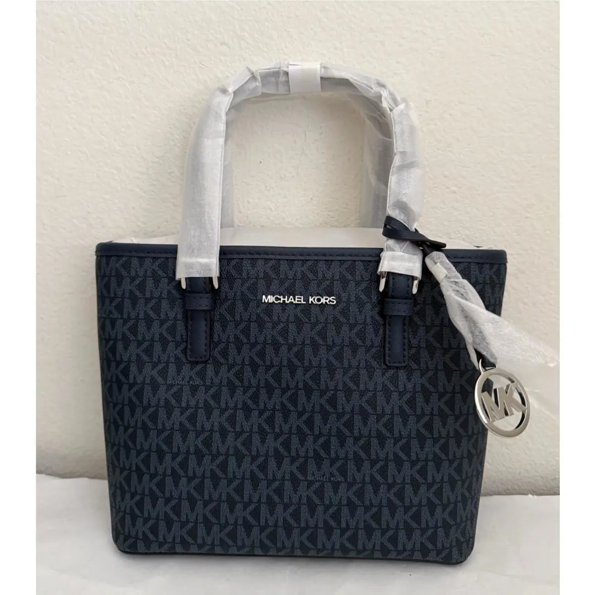 Michael Kors Jet Set Travel Extra-small Logo Top-zip Tote Bag Navy