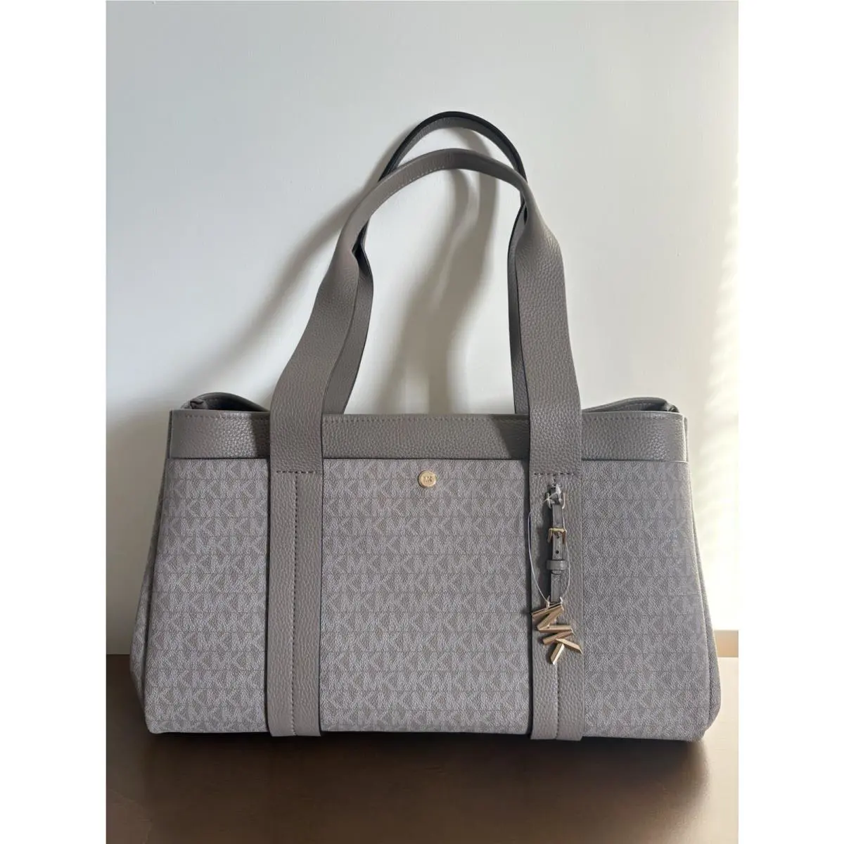 Michael Kors Romee Large Signature Logo Tote Bag Color Birch