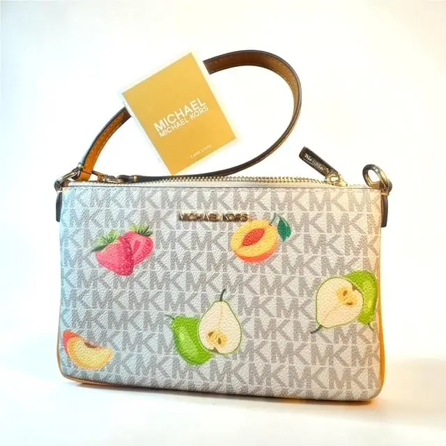 Michael Kors Jet Set Convertible Pouch Wristlet So Fruity Vanilla Gold