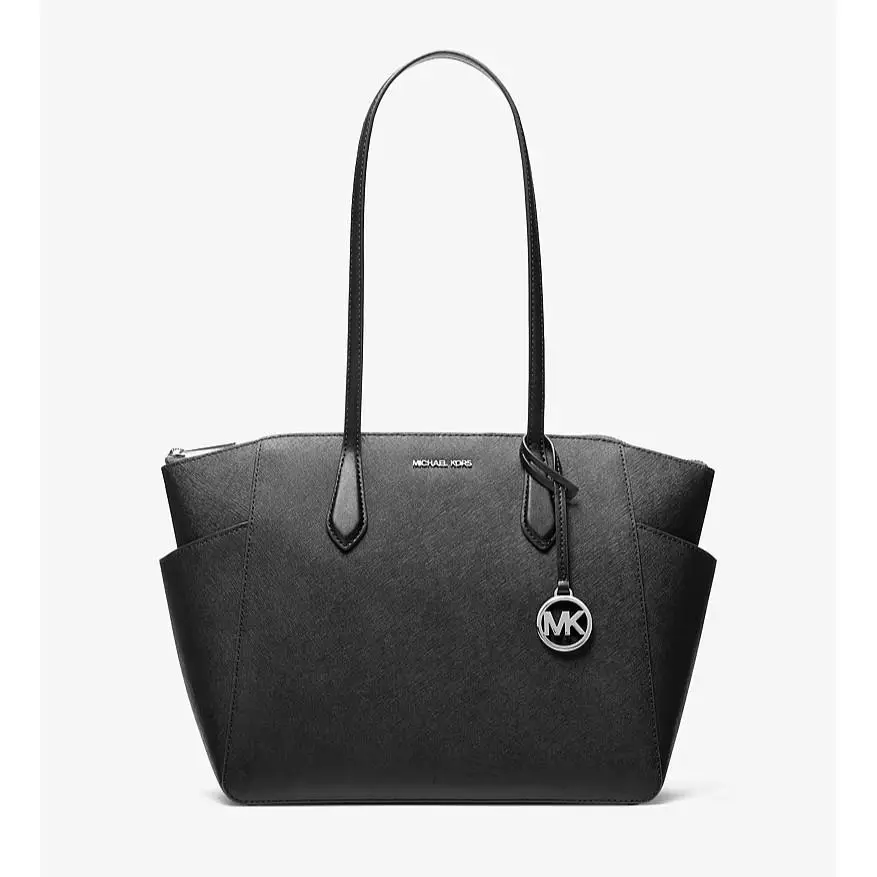 Michael Kors Marilyn Medium Signature Tote Bag Purse Black Silver