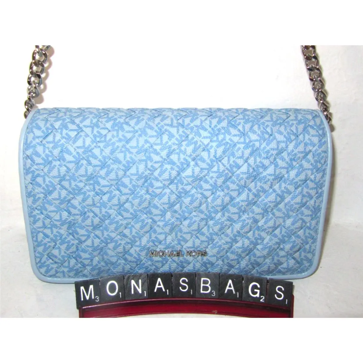 Michael Kors Jet Set Travel Medium Full Flap Pale Ocean Crossbody Bag