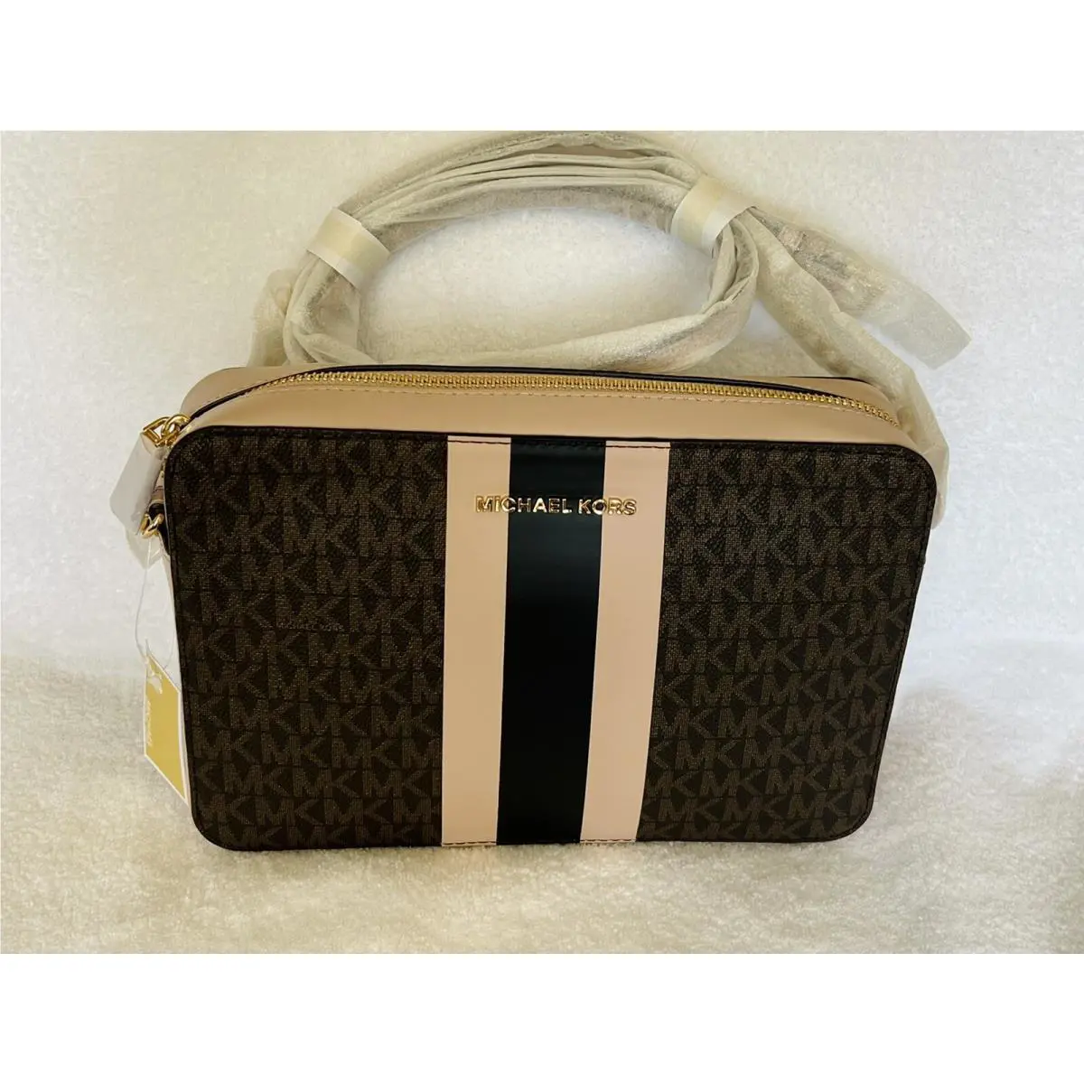Michael Kors Jet Set Brn/sftpink LG Crossbody