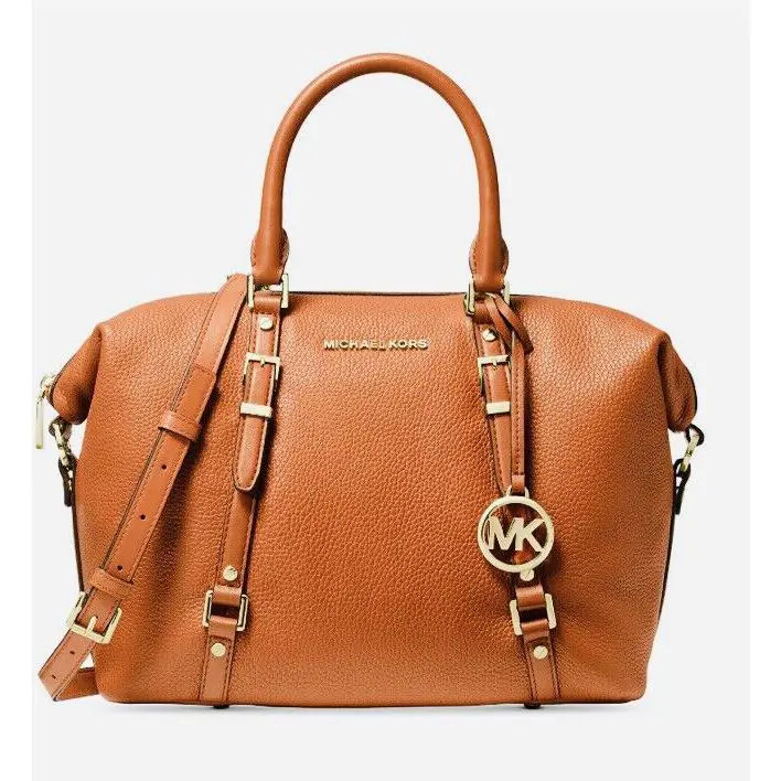 Michael Kors Bedford Legacy Medium Convertible Satchel Handbag Burnt Orange