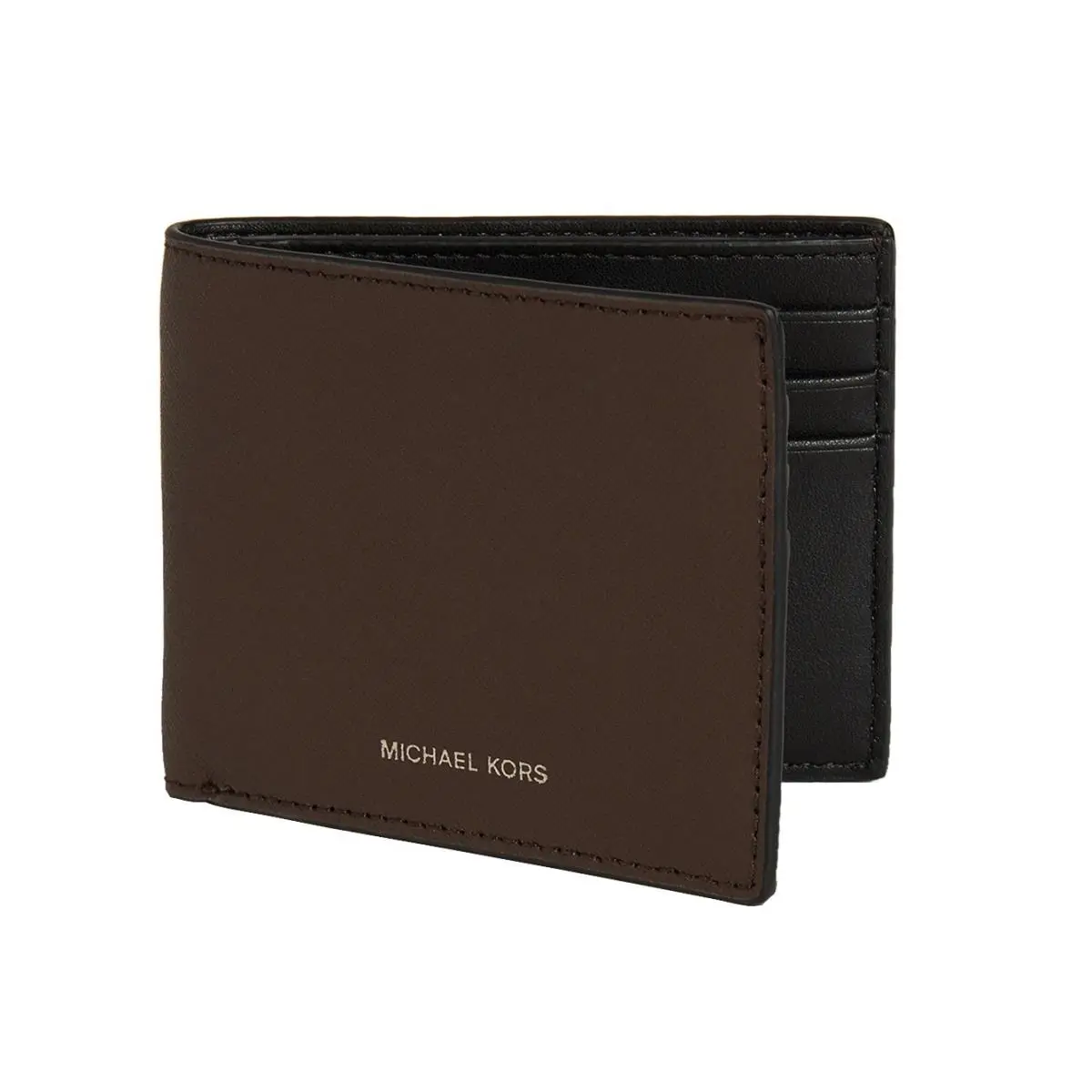 Michael Kors Andy Unisex Bi-fold Wallet OS Brown Black 2 Tone Pvc Card Holder