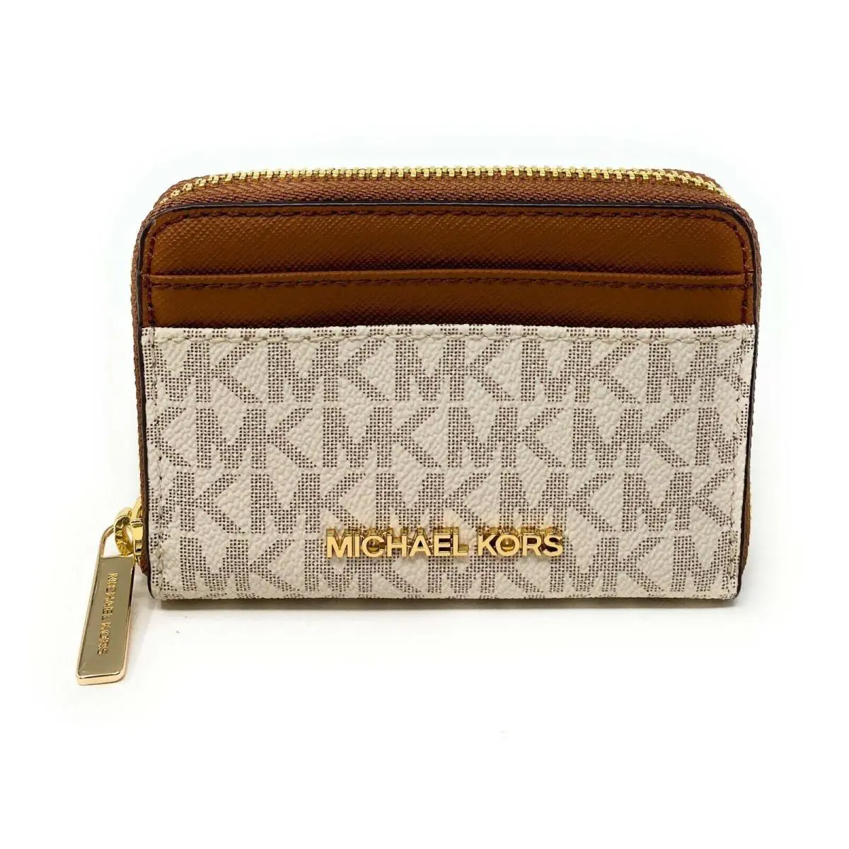 Michael Kors Jet Set Travel Medium Zip Around Card Case Card Wallet Vanilla