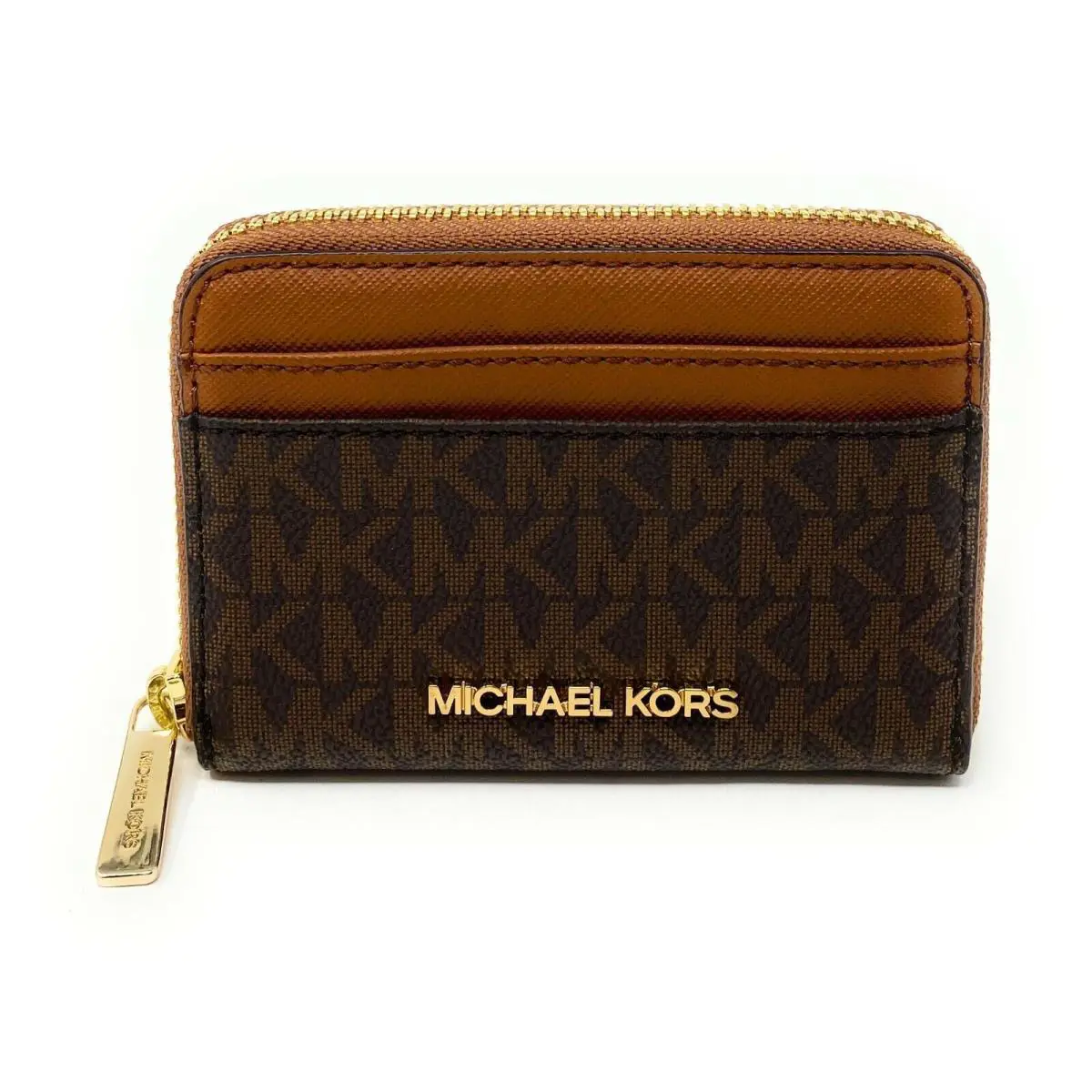 Michael Kors Jet Set Travel Medium Zip Around Card Case Credit Card Wallet Brown