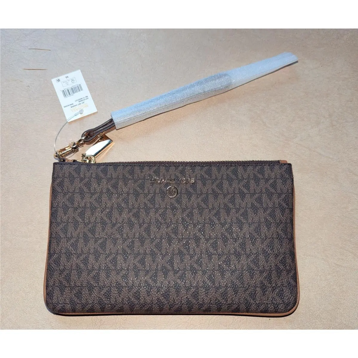 Michael Kors Jet Set Charm Wristlet Med. Brown/acorn Logo
