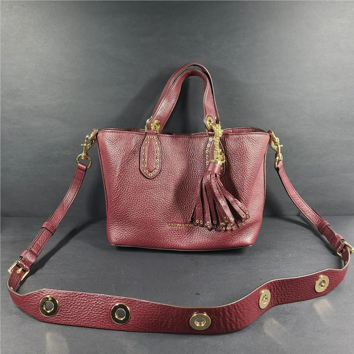 Michael Kors Brooklyn Small Leather Satchel 30H7GBNT1L Burgundy