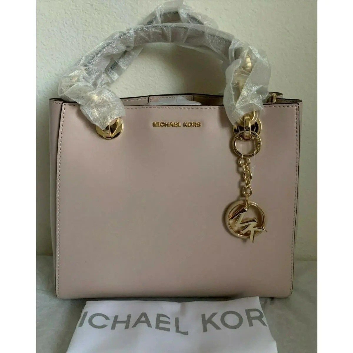 Michael Kors Cynthia Small Dressy Leather Satchel Bag Soft Pink Origina