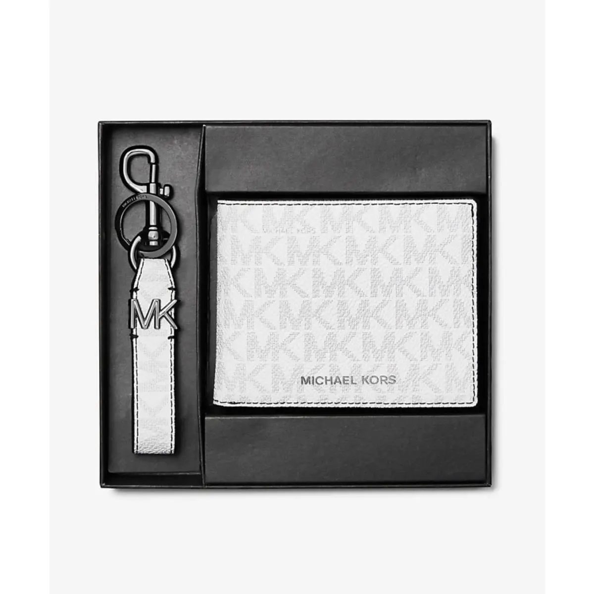 Michael Kors Blue Logo Wallet Keychain Set Bright White