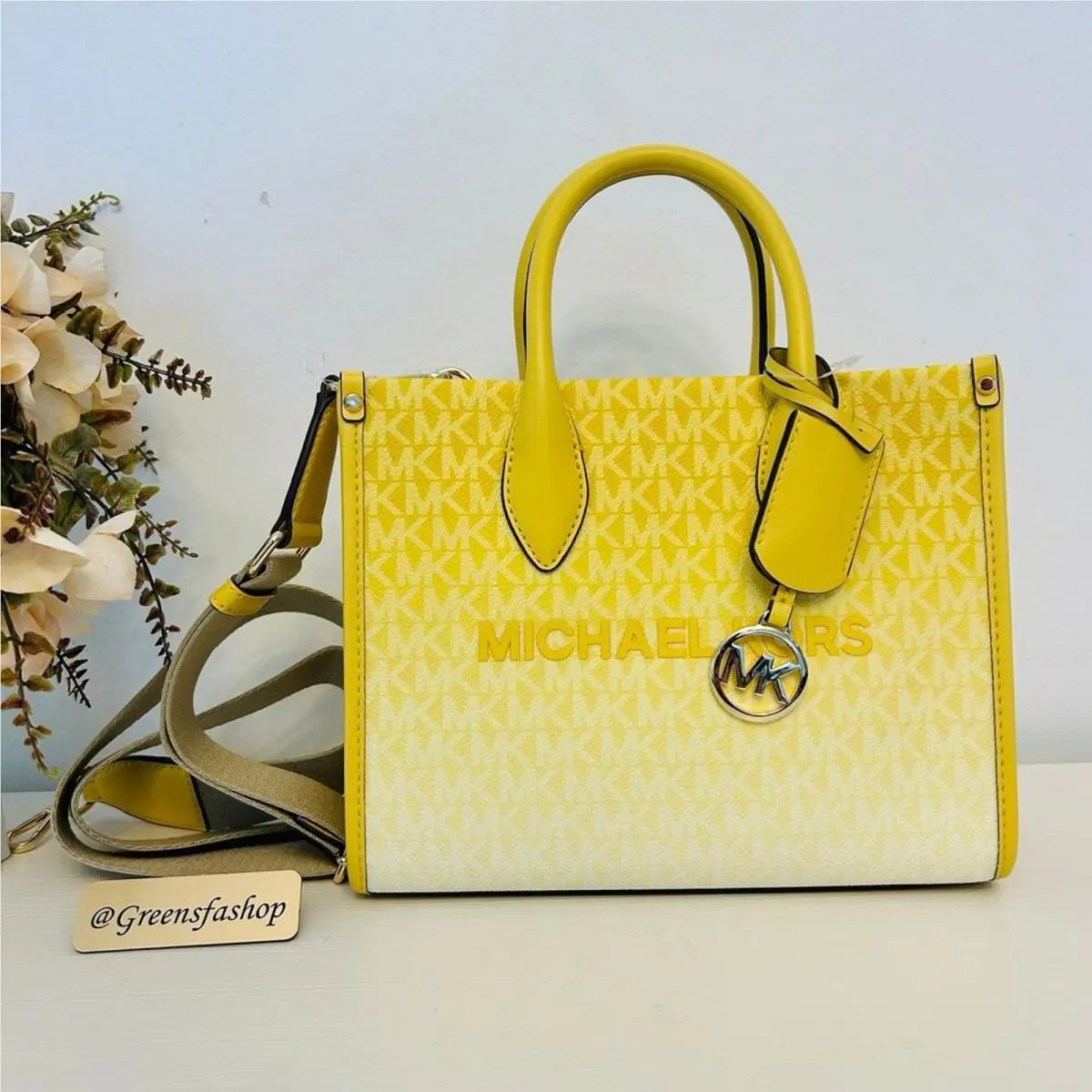 Michael Kors Mirella Small Ombré Signature Logo Crossbody Bag Daisy Yellow