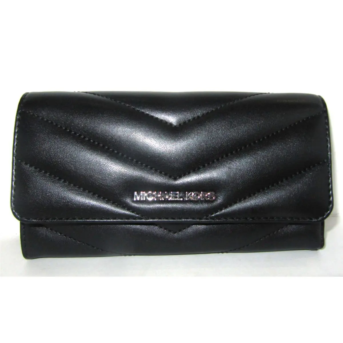 Michael Kors Jet Set Travel Large Trifold Wallet Black Quilted