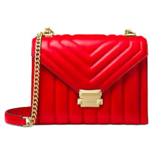 Michael Kors Whitney Quilted Shoulder Bag Bright Red Packaging - Exterior: Bright Red/Gold