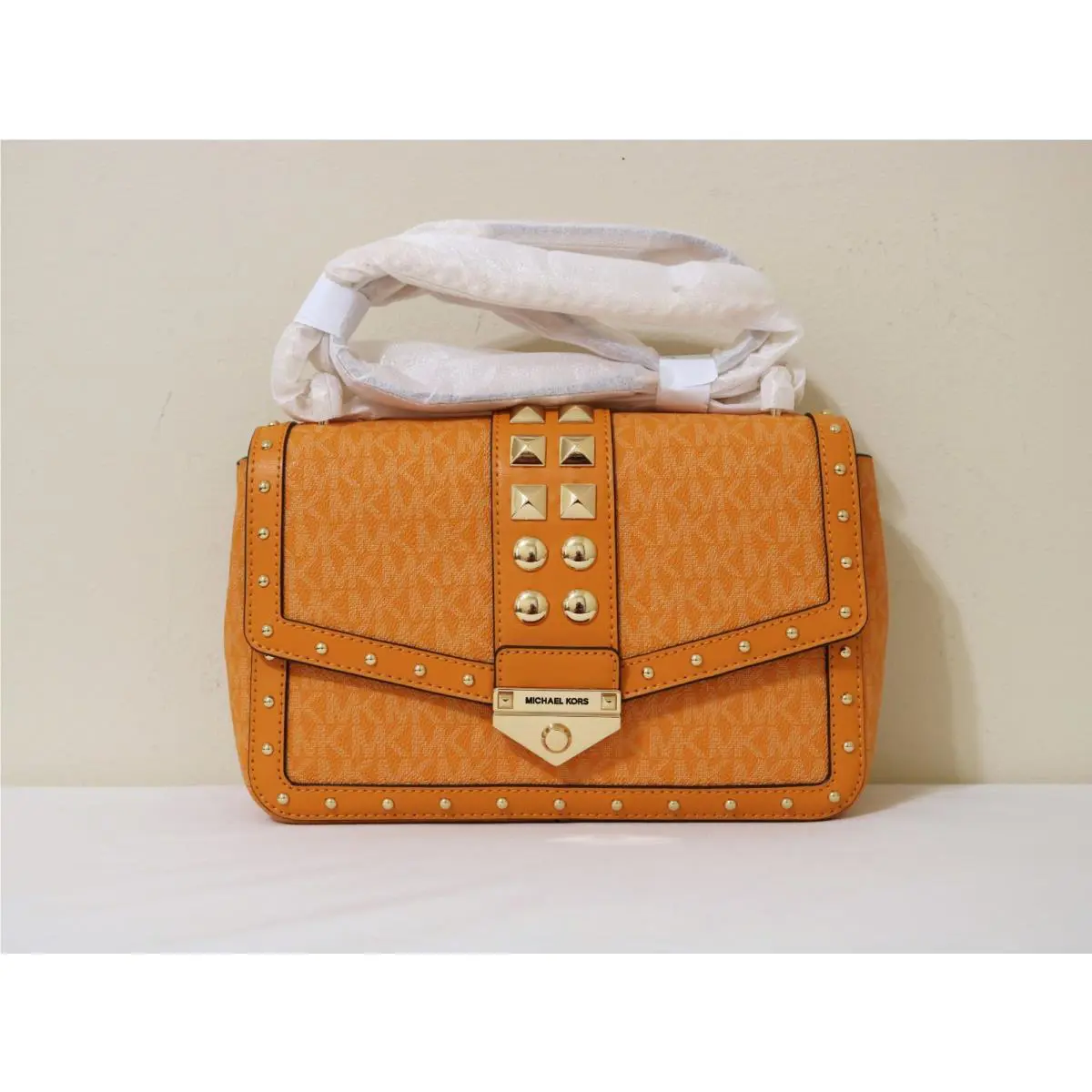 Michael Kors Women Soho Large Studded Signature Logo Shoulder Bag