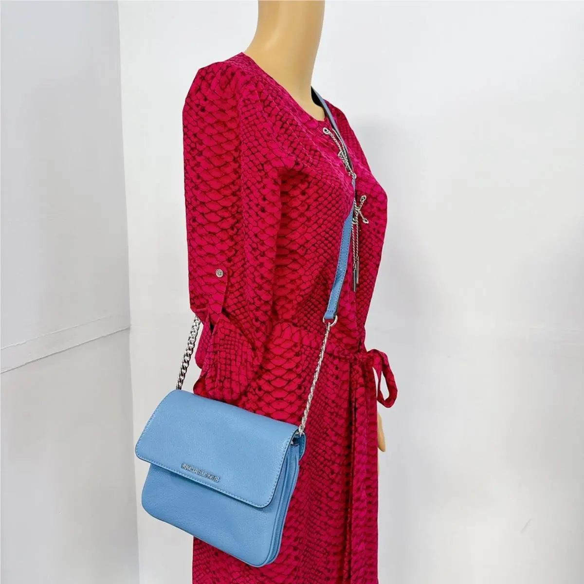 Michael Kors 32T5SBFC7L Bedford Double Gusset Crossbody Bag IN Blue
