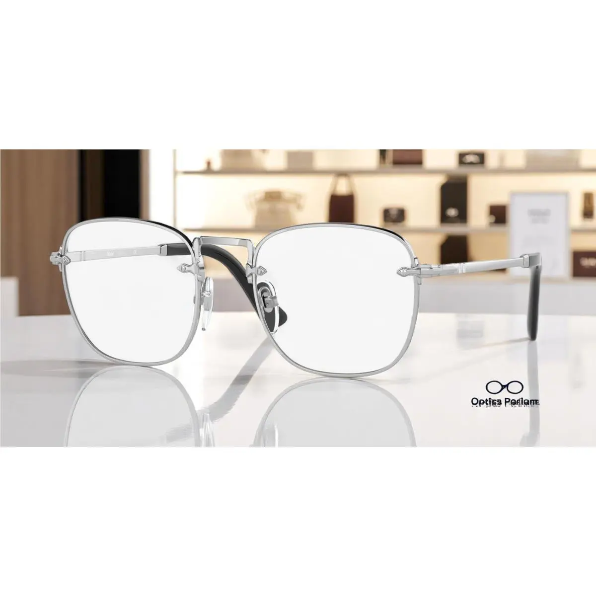 Persol PO2490V 518 Square Silver Demo Lens 50 mm Men`s Eyeglasses