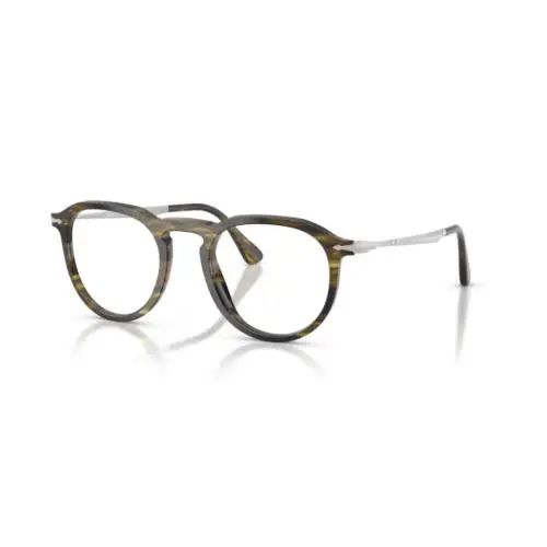 Persol 0PO3387V Pier 1237 - Striped Black Olive Green 51mm Men`s Eyeglasses