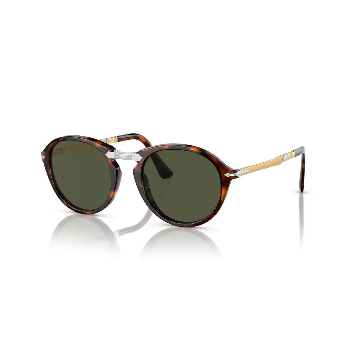 Persol PO 3274S Havana/green Folding 24/31 Sunglasses - Frame: Havana, Lens: Green