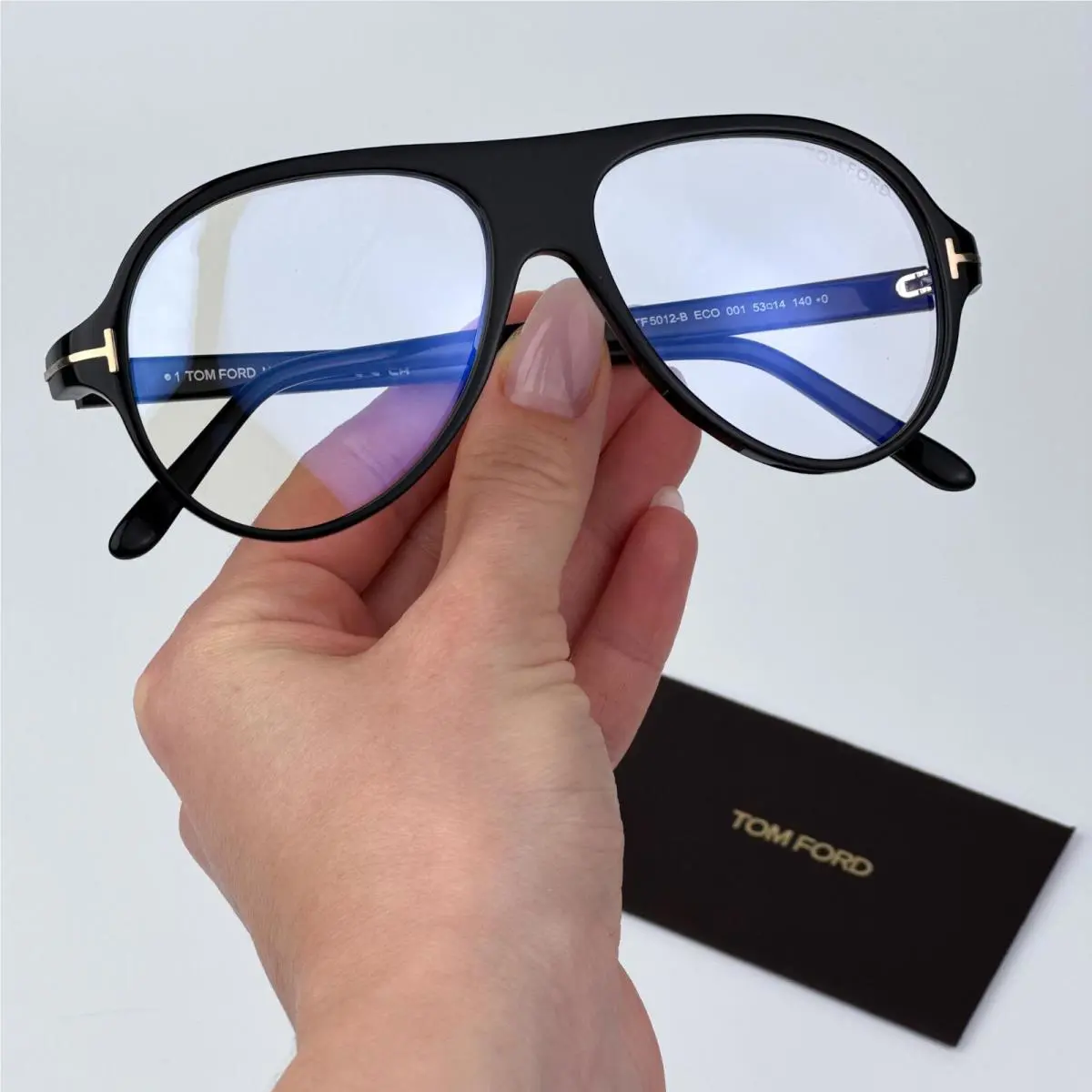 Tom Ford Women Eyeglasses Shiny Black Blue Block Pilot FT5012-B/V 001