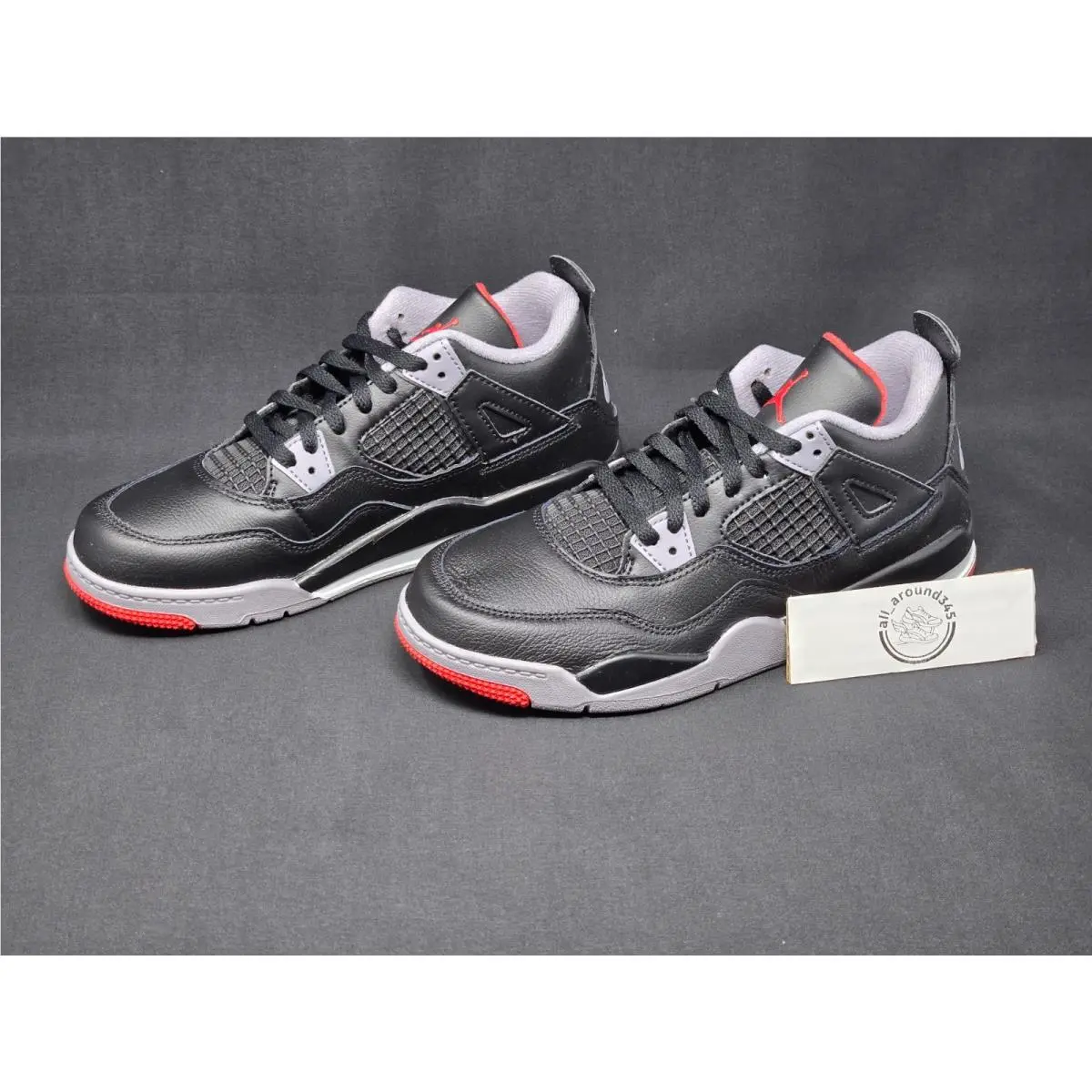 Nike Air Jordan 4 Retro Youth Kids Size 3Y PS Bred Black Fire Red BQ7669 006 Nby