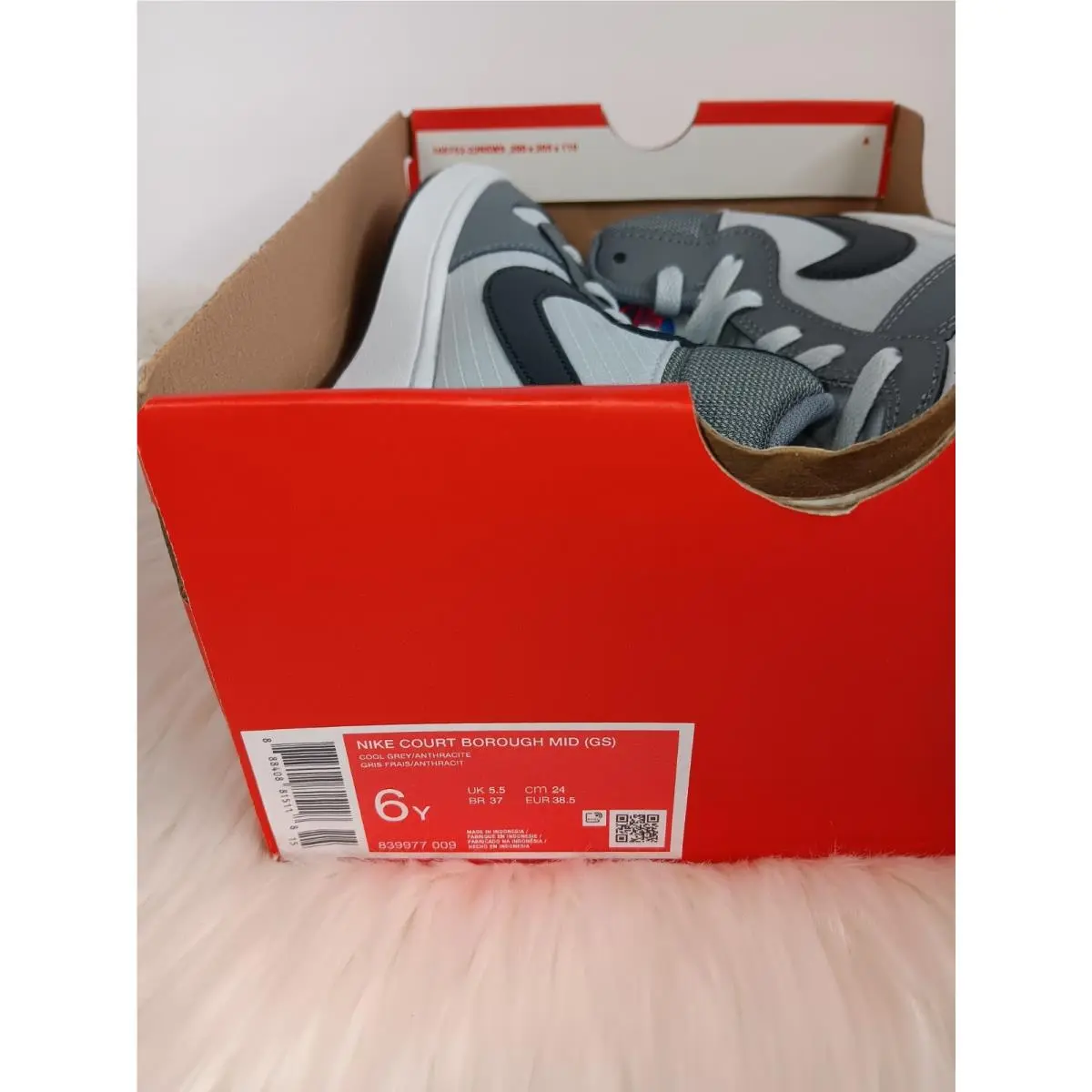 Nike shoes - Nike Court Borough Mid GS - Cool Grey/Anthracite/Pure Platinum 14