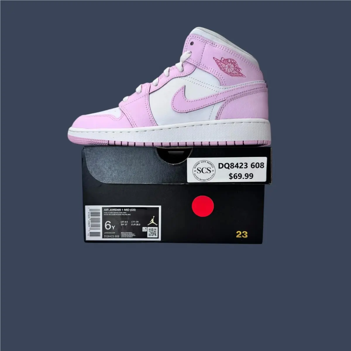 Nike shoes - Air Jordan 1 Mid GS Pink Foam/White/Fire Red – DQ8423-608 15