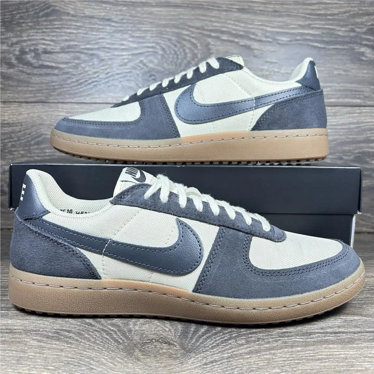 Nike Men`s Field General Khaki Gray Gum Brown Athletic Casual Shoes Sneakers