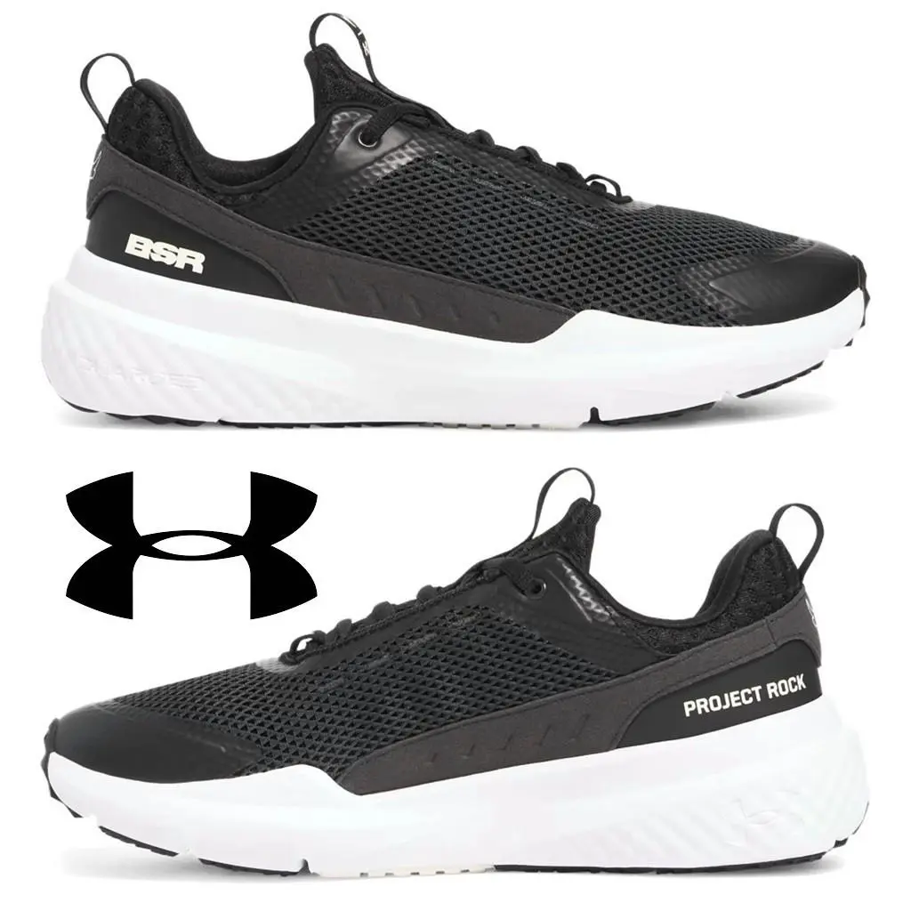 Under Armour Project Rock Bsr 5 Men`s Shoes Training Running Workout Sneakers - Black, Manufacturer: Black / White / Stone - 002