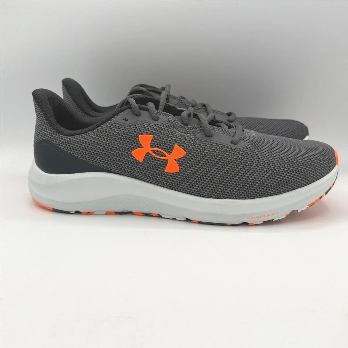 Under Armour Charged Pursuit 4 Shoes Mens 10.5 Grey Orange Running 3028254-025