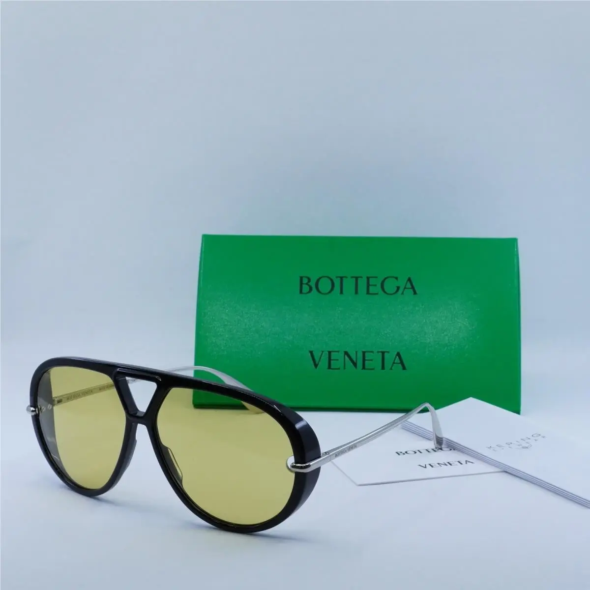 Bottega Veneta BV1274S 002 Shiny Black/mustard 63-13-140 Sunglasses