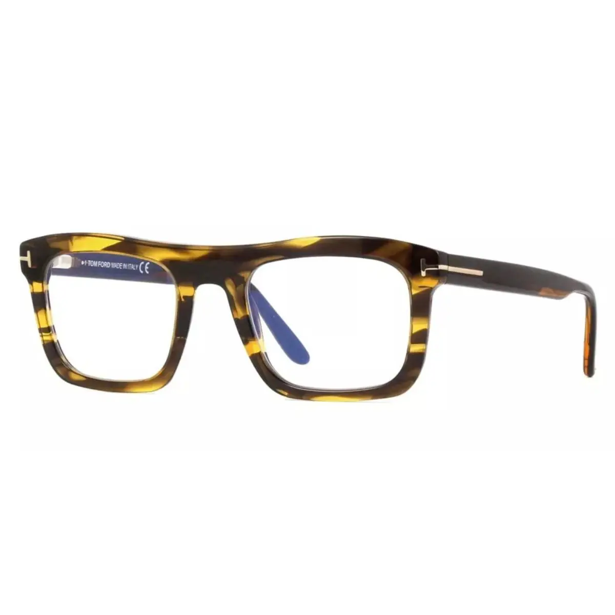 Tom Ford TF5757-B 055 52mm Brown Striped Blue Light Eyeglasses Frames Italy