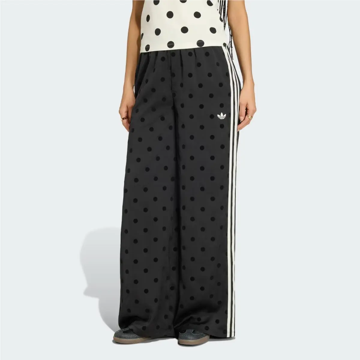 Adidas Originals Women`s Satin Polka Dots Wide Leg Track Pant KV1169