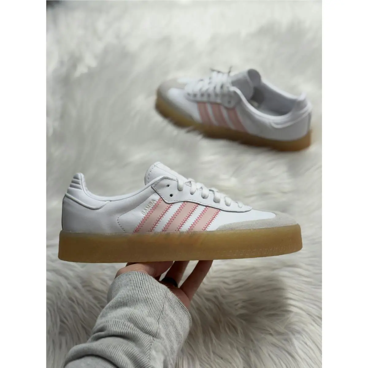 Adidas Sambae White Sandy Pink Red Womens IH4026 Sz 10