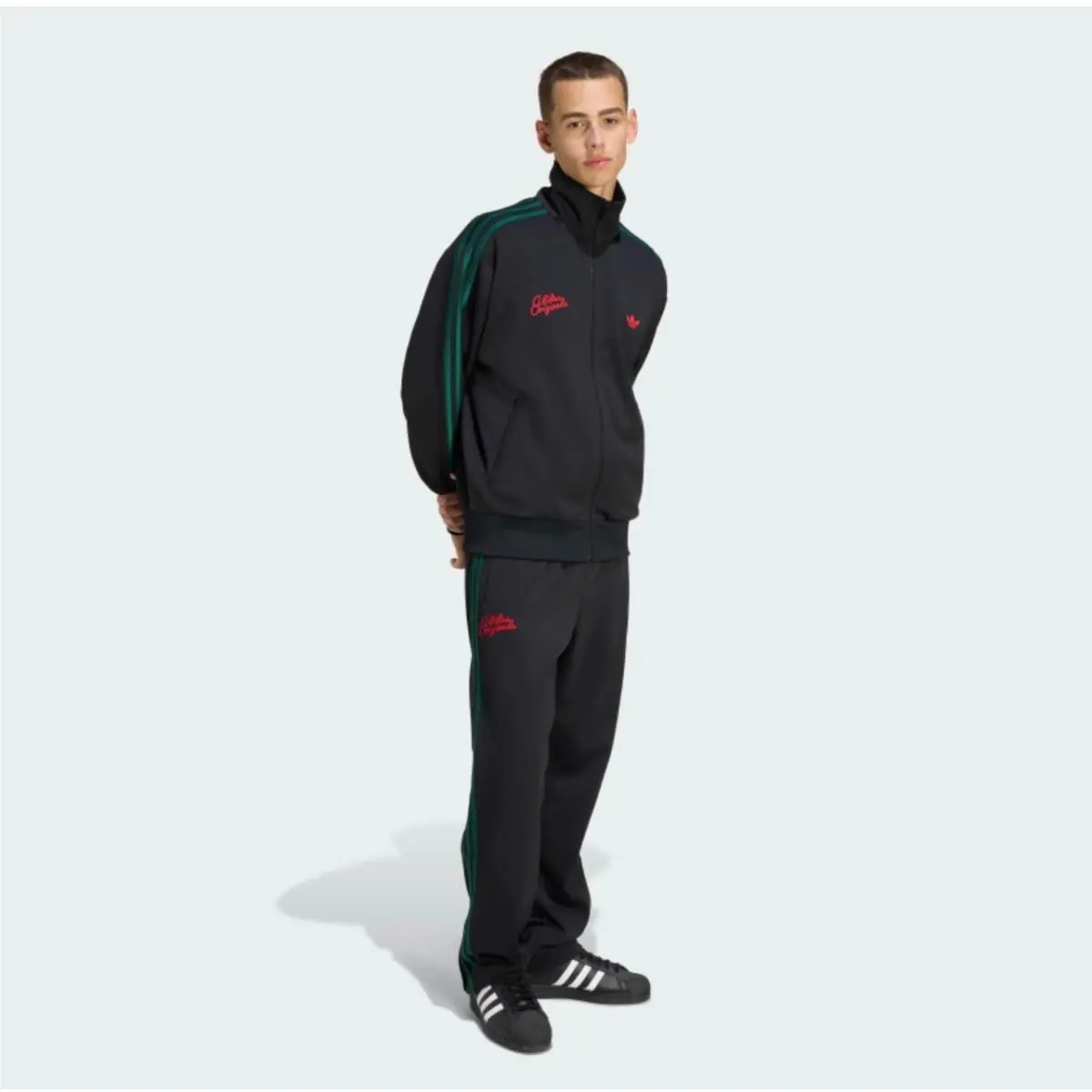 Adidas clothing - adidas Firebird - Firebird - Black/Collegiate Green/Better Scarlet 4