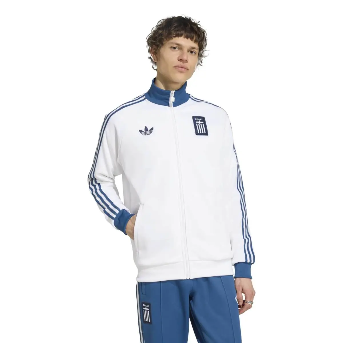 Men`s Adidas Originals White Greece National Team Full-zip Track Jacket - White
