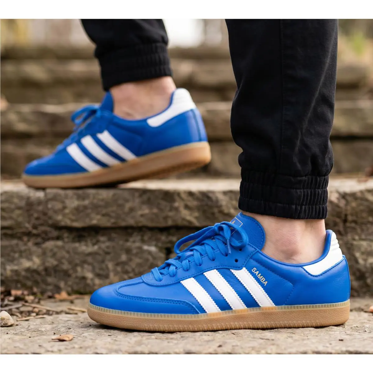 Adidas Samba Retro Shoes Mens Low Top Athletic Sneaker Blue Gum All Sizes