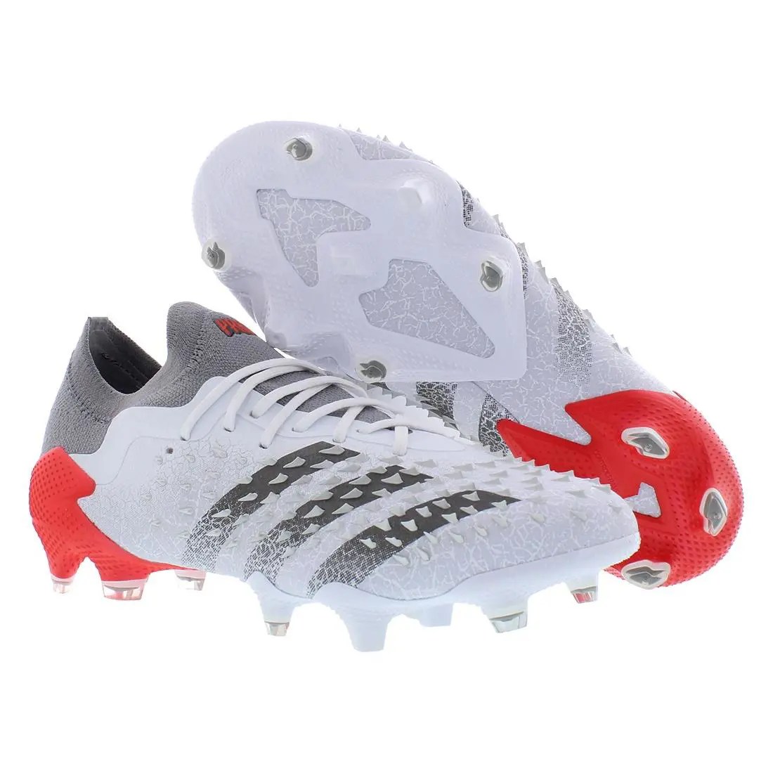 Adidas Predator Freak .1 L Firm Ground Mens Shoes - Cloud White/Iron Metallic/Solar Red, Main: White
