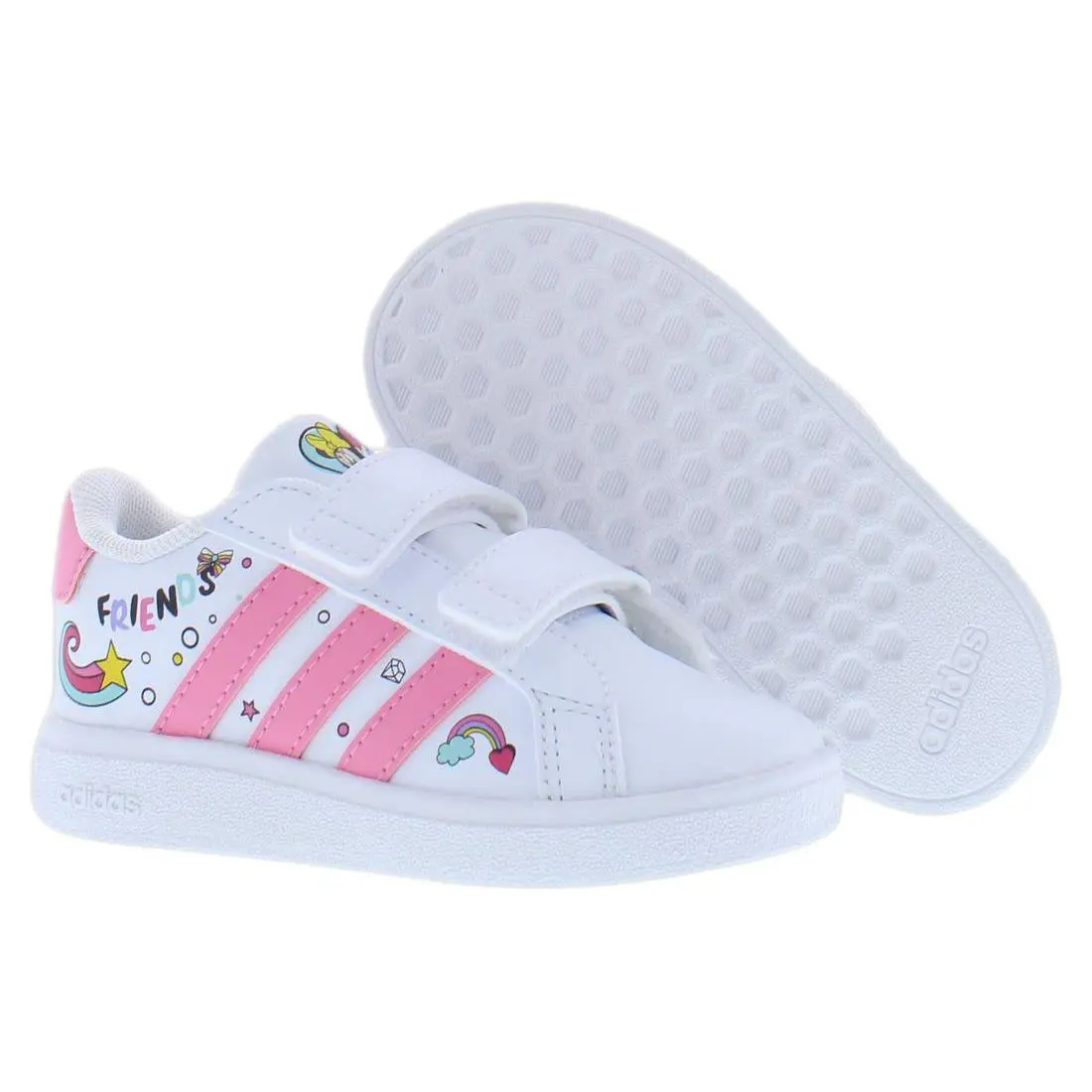 Adidas Grand Court CF Infant/toddler Shoes - Cloud White/Bliss Pink/Grey Two, Main: White