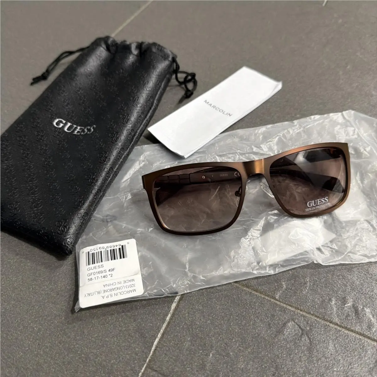 Guess GF0169 Matte Brown Gradient Smoke Square Sunglasses UV400 58-17-140