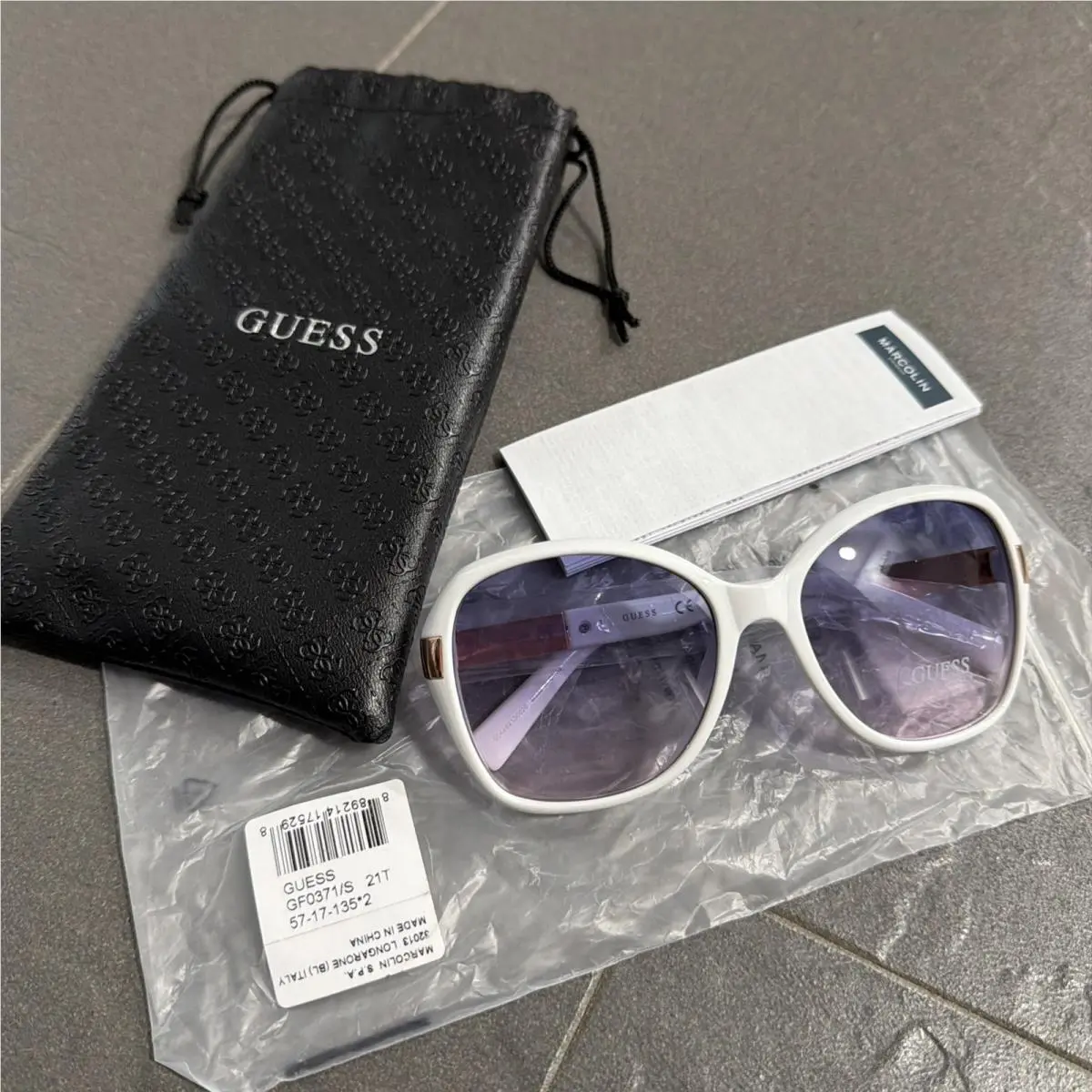 Guess GF0371/S Womens White Sunglasses Square Frame 57-17-135
