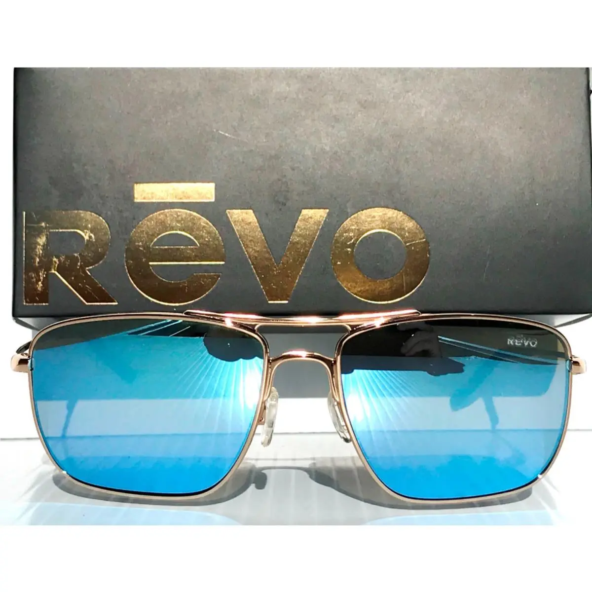 Revo Ground Speed Shiny Gold Pilot Polarized Blue Sunglass 3089 02 BL