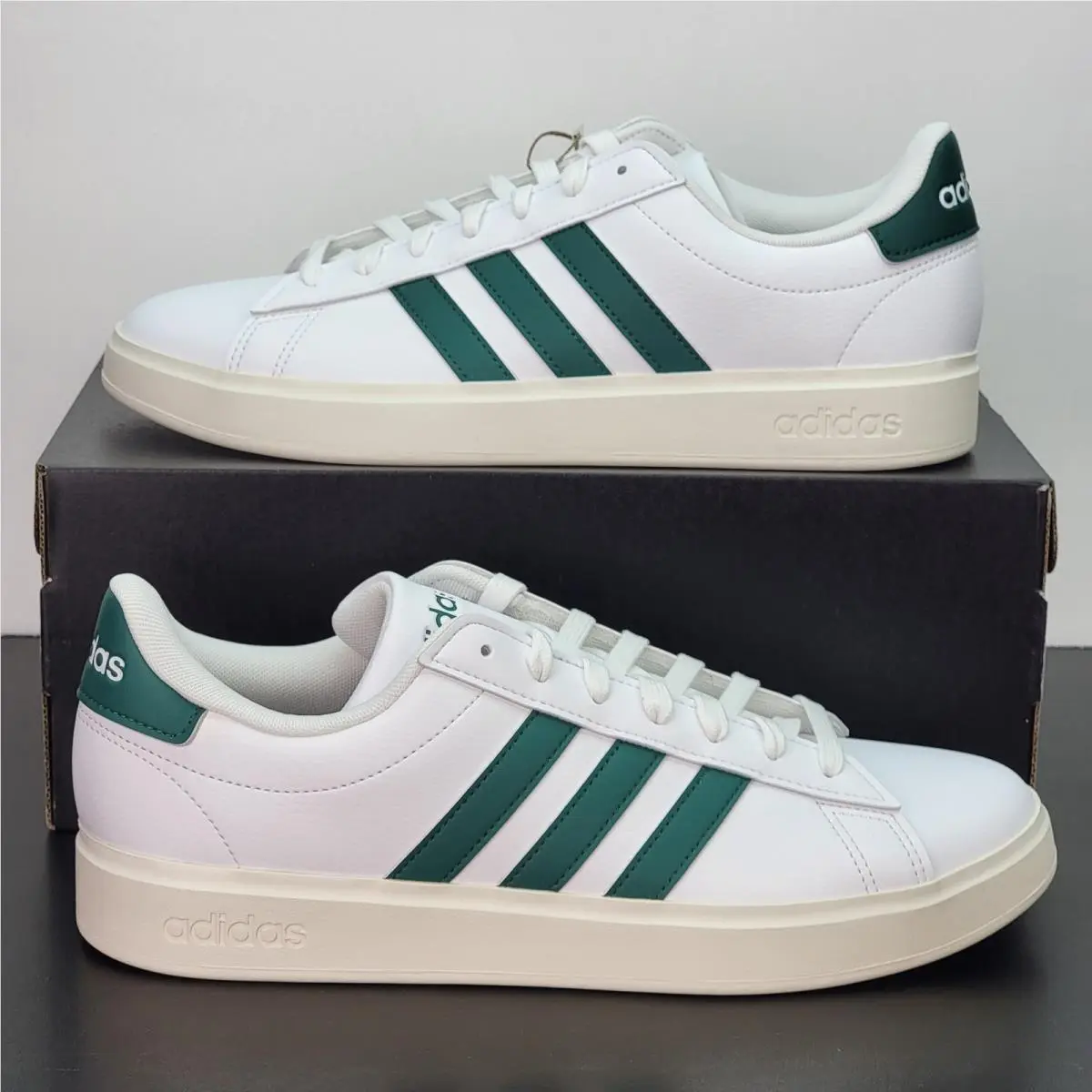 Grand Court 2.0 Men`s Size 10 Athletic Shoes White Green Sneakers by Adidas