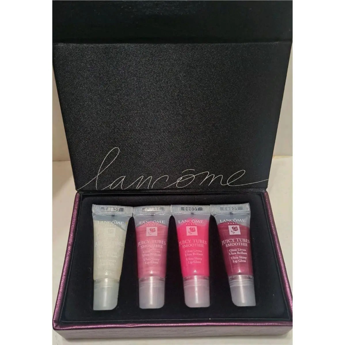 Lancome Juicy Tubes Smoothie Set of 4 Mini Lipglosses with Manicure Pouch